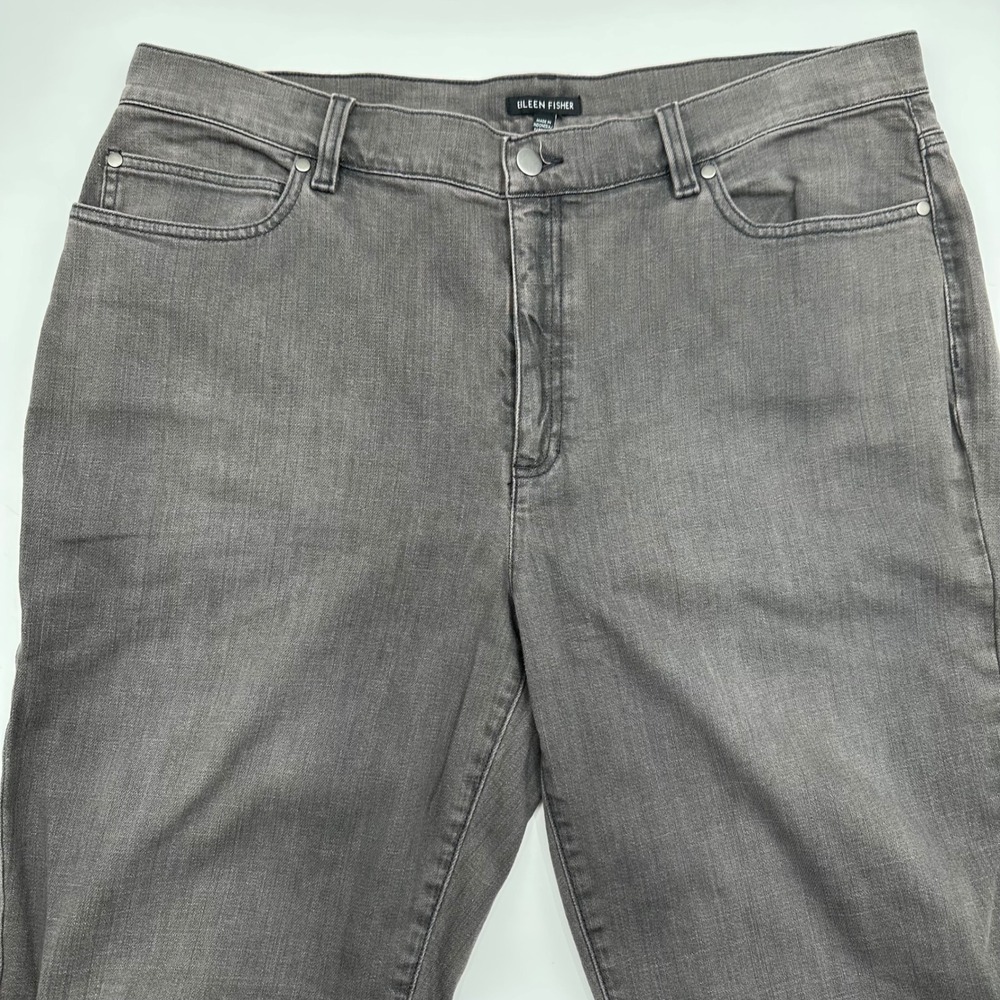 Eileen Fisher Womens XL Gray Organic Cotton Stretch‎ Slim Leg Jeans High Rise